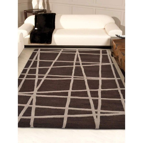 Glitzy Rugs 8 x 11 in. Hand Tufted Wool Rectangle Area Rug Geometric, Brown UBSK02001T0004A16